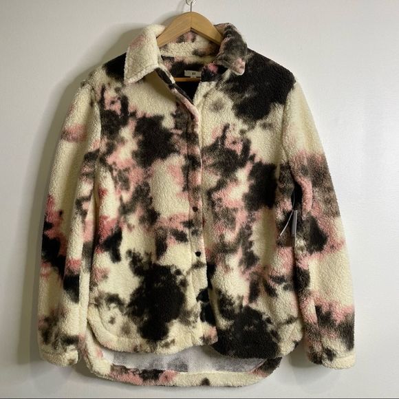 BP Sherpa jacket snap closure ivory tie dye M NWT - Picture 3 of 7